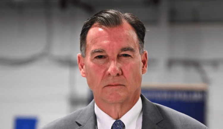 Rep. Tom Suozzi at Gold Coast Studios in Bethpage on Wednesday. Credit: Neil Miller