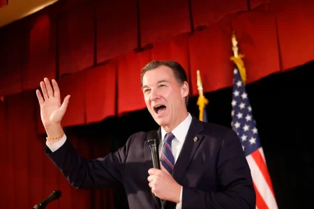 Tom Suozzi attends a get out the vote rally at Cove Glen Polish Home, Sunday, Feb. 4, 2024.