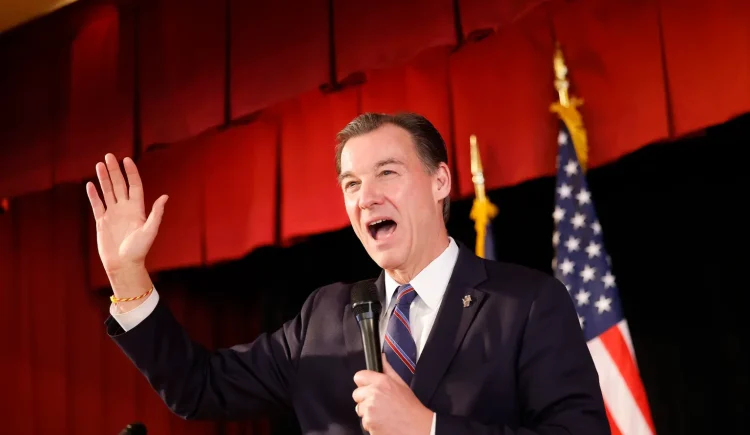 Tom Suozzi attends a get out the vote rally at Cove Glen Polish Home, Sunday, Feb. 4, 2024.